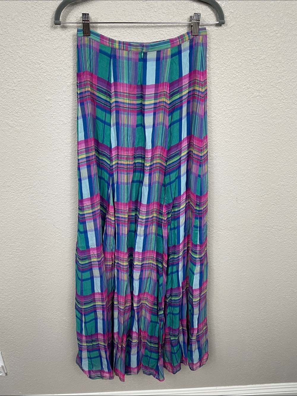 NWT L’Agence Patricia Plaid Maxi Skirt Teal Pink Sz 2 - Picture 6 of 12